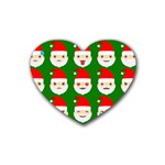 santa emoji emoticons Rubber Coaster (Heart)