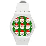 santa emoji emoticons Round Plastic Sport Watch (M)