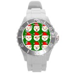 santa emoji emoticons Round Plastic Sport Watch (L)