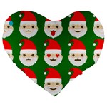 santa emoji emoticons Large 19  Premium Heart Shape Cushion