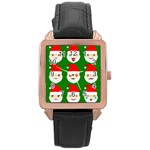 santa emoji emoticons Rose Gold Leather Watch 