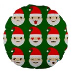 santa emoji emoticons Large 18  Premium Flano Round Cushion 