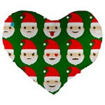 santa emoji emoticons Large 19  Premium Flano Heart Shape Cushion