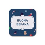 Xmas Buona Befana Rubber Square Coaster (4 pack)