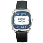 Xmas Buona Befana Square Metal Watch