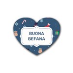 Xmas Buona Befana Rubber Heart Coaster (4 pack)