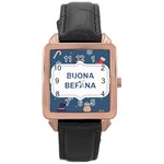 Xmas Buona Befana Rose Gold Leather Watch 