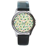 pop art christmas tree Round Metal Watch