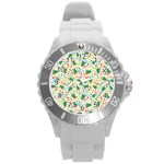 pop art christmas tree Round Plastic Sport Watch (L)