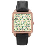 pop art christmas tree Rose Gold Leather Watch 