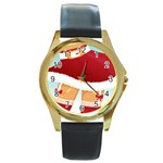 Sexy Mrs Santa Claus Round Gold Metal Watch