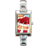 Sexy Mrs Santa Claus Rectangle Italian Charm Watch