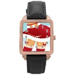 Sexy Mrs Santa Claus Rose Gold Leather Watch 