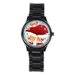 Sexy Mrs Santa Claus Stainless Steel Round Watch