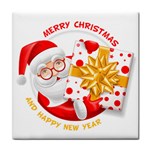 Santa Claus Happy New Year Tile Coaster