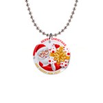 Santa Claus Happy New Year 1  Button Necklace