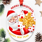 Santa Claus Happy New Year Oval Ornament (Two Sides)