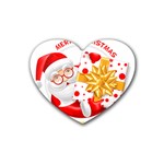 Santa Claus Happy New Year Rubber Heart Coaster (4 pack)