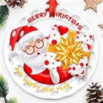 Santa Claus Happy New Year Ornament (Round Filigree)