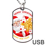 Santa Claus Happy New Year Dog Tag USB Flash (One Side)