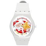 Santa Claus Happy New Year Round Plastic Sport Watch (M)