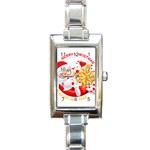 Santa Claus Happy New Year Rectangle Italian Charm Watch