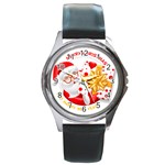 Santa Claus Happy New Year Round Metal Watch