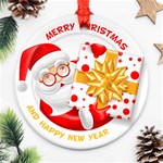 Santa Claus Happy New Year Ornament (Round)