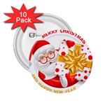 Santa Claus Happy New Year 2.25  Button (10 pack)