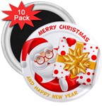 Santa Claus Happy New Year 3  Magnet (10 pack)