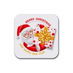 Santa Claus Happy New Year Rubber Coaster (Square)