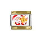 Santa Claus Happy New Year Gold Trim Italian Charm (9mm)