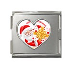 Santa Claus Happy New Year Mega Link Heart Italian Charm (18mm)