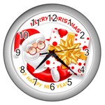 Santa Claus Happy New Year Wall Clock (Silver)