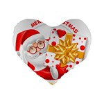 Santa Claus Happy New Year Standard 16  Premium Heart Shape Cushion 