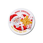 Santa Claus Happy New Year Rubber Round Coaster (4 pack)