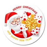 Santa Claus Happy New Year Magnet 5  (Round)