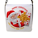 Santa Claus Happy New Year Flap Closure Messenger Bag (L)