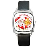 Santa Claus Happy New Year Square Metal Watch