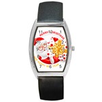 Santa Claus Happy New Year Barrel Style Metal Watch