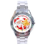 Santa Claus Happy New Year Stainless Steel Analogue Watch