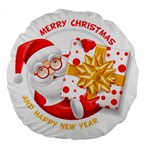 Santa Claus Happy New Year Large 18  Premium Flano Round Cushion 