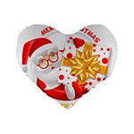 Santa Claus Happy New Year Standard 16  Premium Flano Heart Shape Cushion 