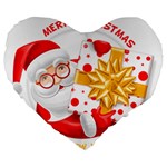 Santa Claus Happy New Year Large 19  Premium Flano Heart Shape Cushion