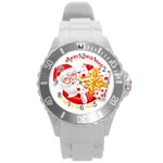 Santa Claus Happy New Year Round Plastic Sport Watch (L)