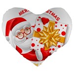 Santa Claus Happy New Year Large 19  Premium Heart Shape Cushion