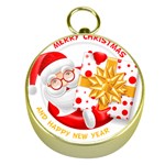 Santa Claus Happy New Year Gold Compass