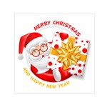 Santa Claus Happy New Year Small Satin Scarf (Square)