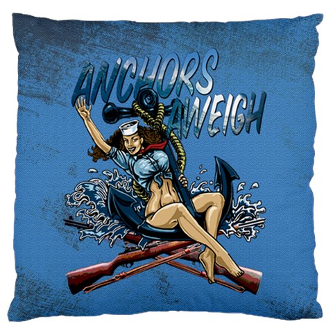 Navy Anchor s Aweigh Pinup Girl Large Flano Cushion Case (One Side) from ArtsNow.com Front