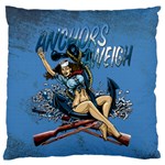 Navy Anchor s Aweigh Pinup Girl Large Flano Cushion Case (One Side)